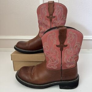 Brown and Pink Western Boots